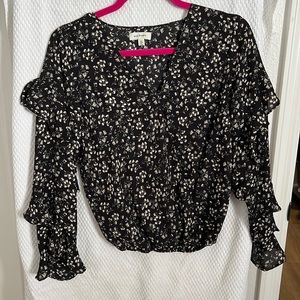 Ruffle Daisy Print Blouse